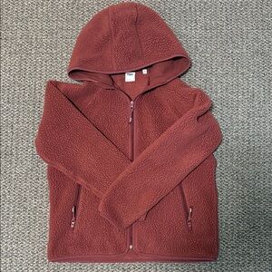 Aritzia TNA Burgundy Fleece Jacket
